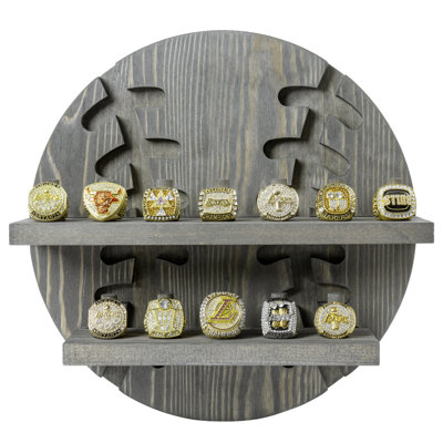 Wall Mounted 12-Peg Baseball Championship Ring Holder