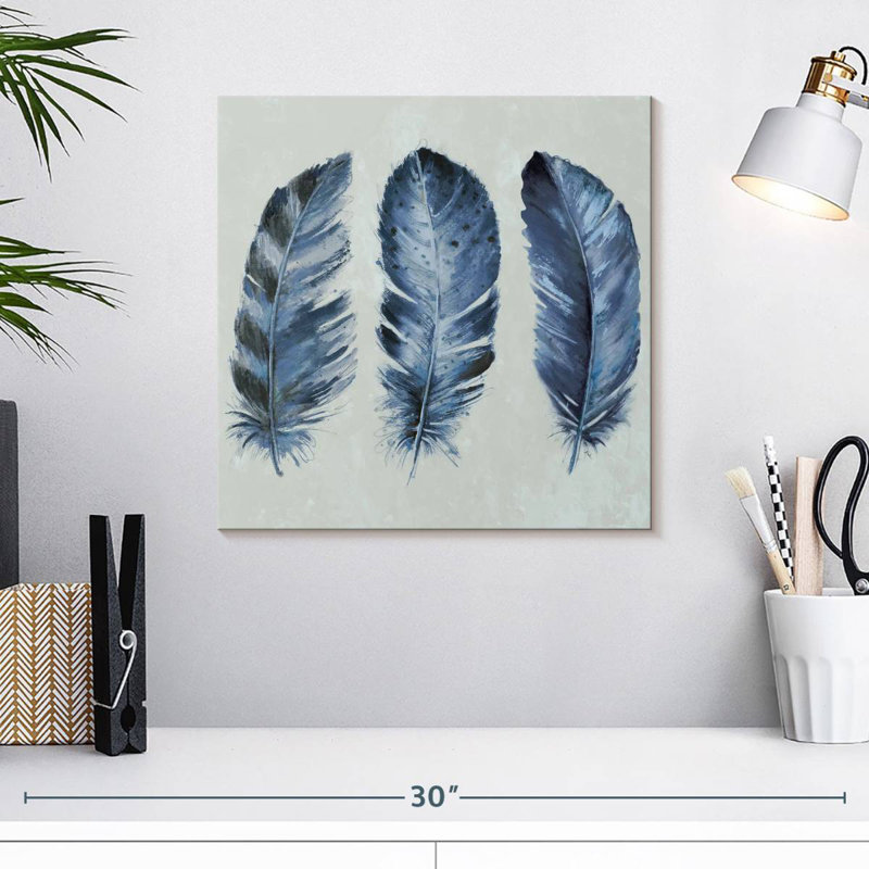 Plumes bleu indigo Kerner II, H 16 po x l 16 po