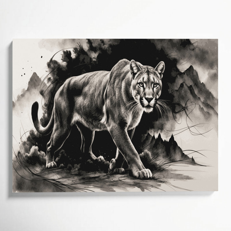 «Big Cats South American Puma», art mural sur toile grise, H 11 po x l 14 po