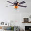 52" Reversible 5-blade Tiffany Ceiling Fan Stained Glass