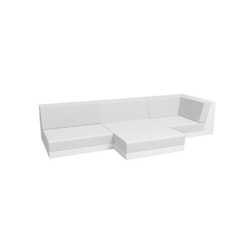 Canapé modulaire d'extérieur avec coussins 118,5 po Pixel, Blanc, Blanc