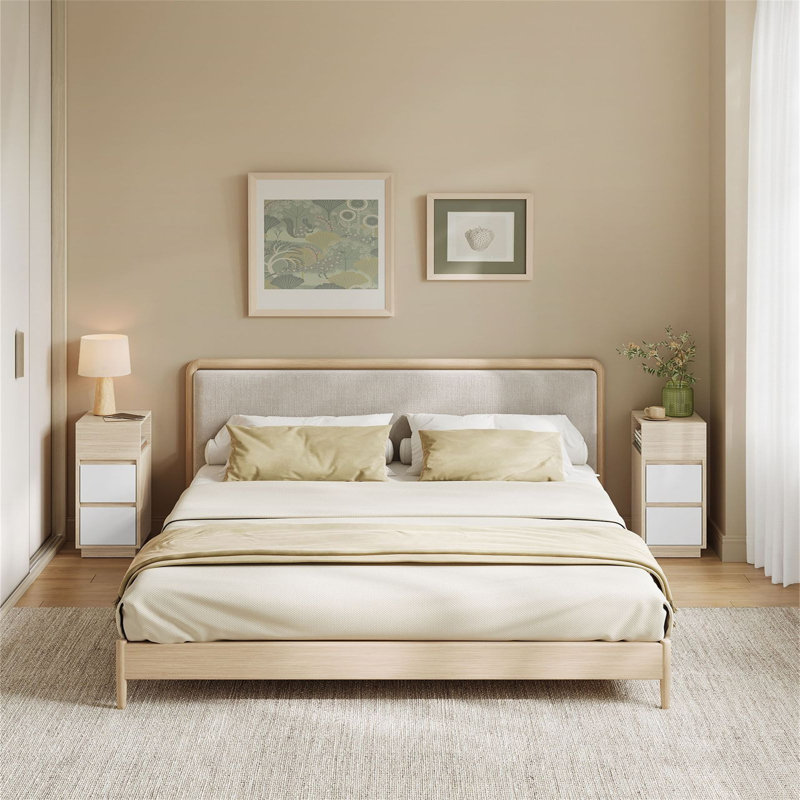 25cm W Bedside Table,  Beige