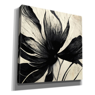 "Winston Porter" Flowers Black White 16 "par Ray Heere, art mural sur toile
