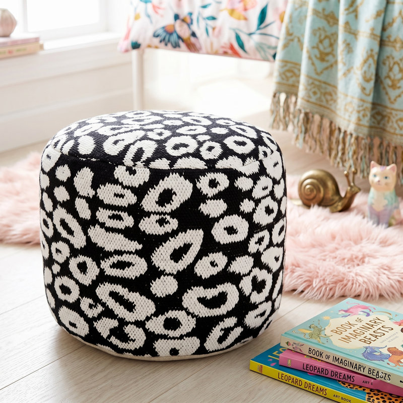 Pouf rond 18 po à imprimé animal