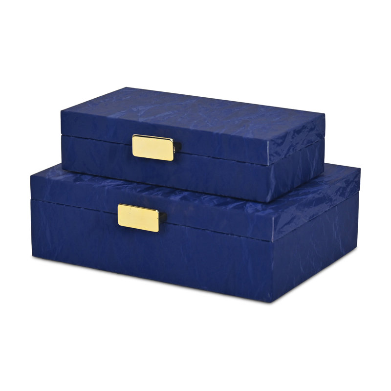 Ensemble de 2 boîtes avec poignées dorées Ausel, Bleu