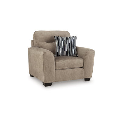 Oly Oversized Armchair With 1 Accent Pillow, Mocha Brown Polyester Seat
