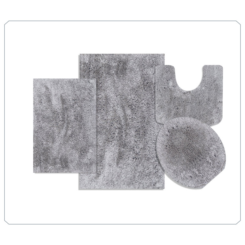 Ensemble de tapis de salle de bain 4 pièces Elegance, Gris