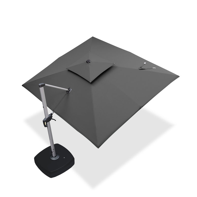 132" x 108'' Rectangle Cantilever Umbrella With Wheeled Base,Gray, 104.4" H x 108" W x 132" D, Gray