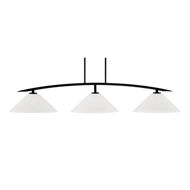 Kurve 3 Light Bar Shown In Matte Black Finish With 16" White Marble Glass