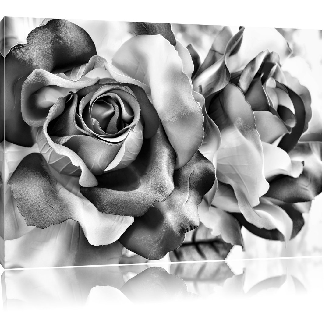 Leinwandbild Kunterbunte Rosen in Monochrom