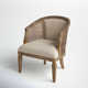Alaraph Wood and Upholstered Barrel Cane Accent Chair