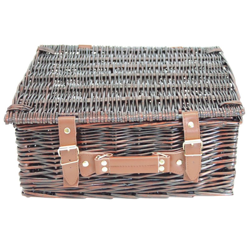 Wicker Hamper Basket with Lid, Brown, 17 L
