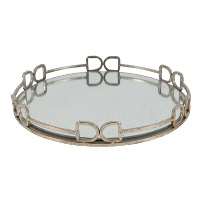 D16.1X2" Valentina Silver Round Mirror Tray