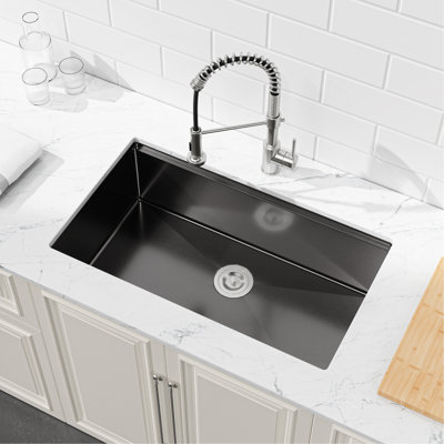 Stainless Steel Kitchen Sink, 33″X19″ Single Bowl, Undermount Handmade Sink In Brushed, With Cutting Board, Colander