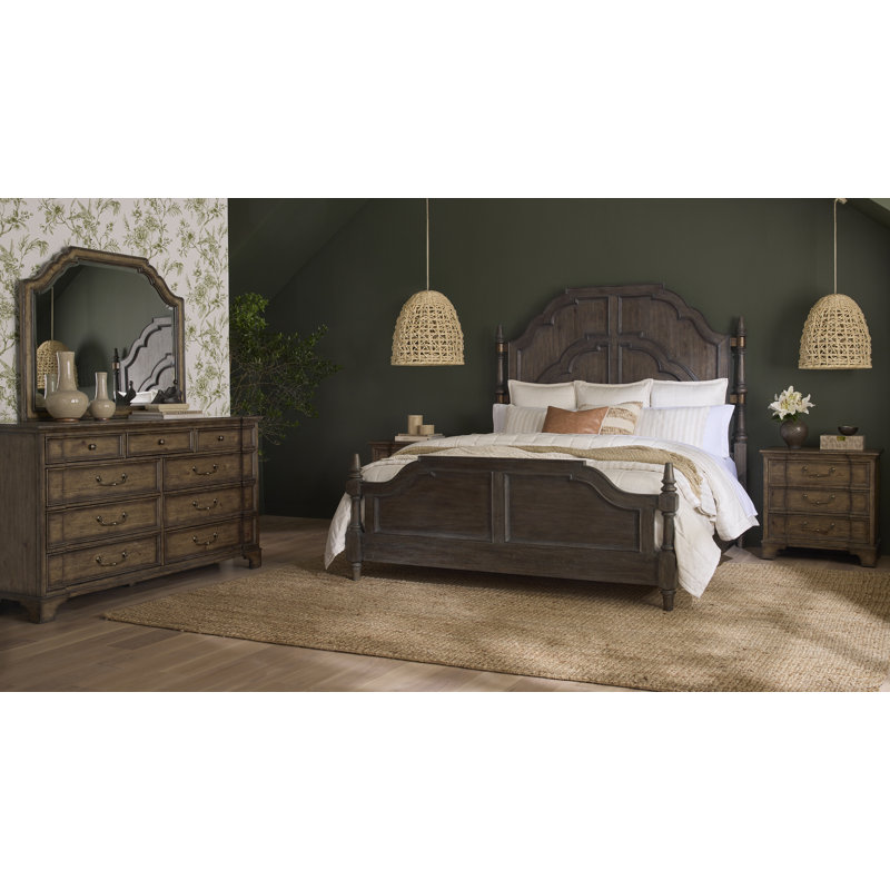 Village Lane Brown 3-Drawer Rubberwood Nightstand