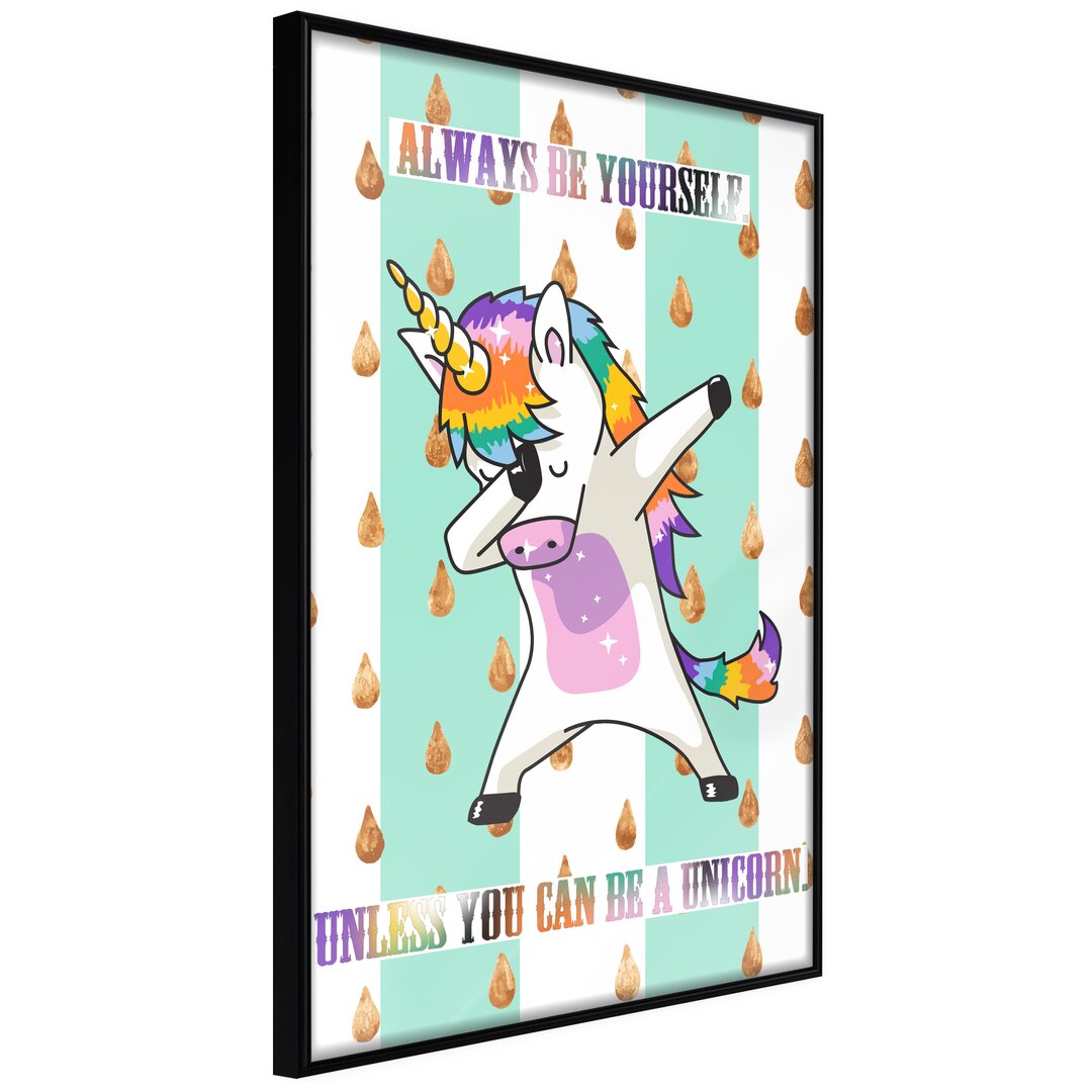 Gerahmtes Poster Dabbing Unicorn