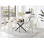 Tierra Modern Concrete Effect and Chrome Metal 6 Seat Dining Table Set - Luxury Velvet Dining Chairs-88388538-88388523