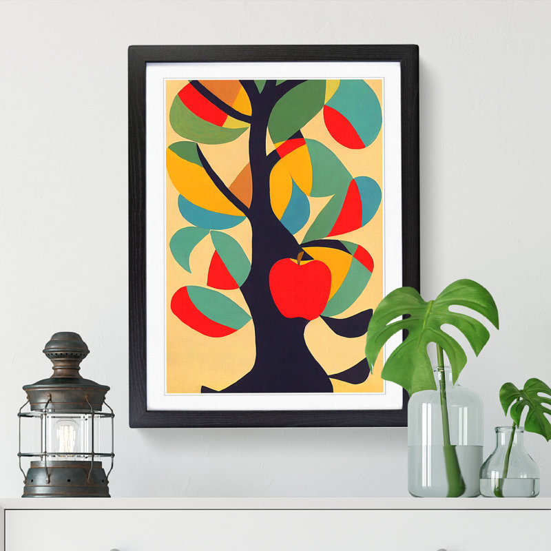 Unique Abstract Apple Tree Vol.4 - Single Picture Frame Print, Black, 64cm H x 46cm W x 2cm D