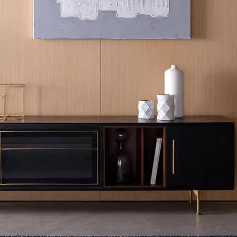 Meuble télé en bois massif de style italien, 86.61"