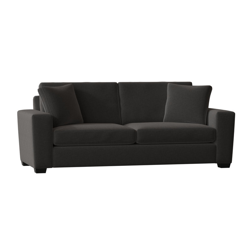 Canapé à accoudoirs carrés avec coussins réversibles 87 po Anastase, Espresso, Bennett gris anthracite performance