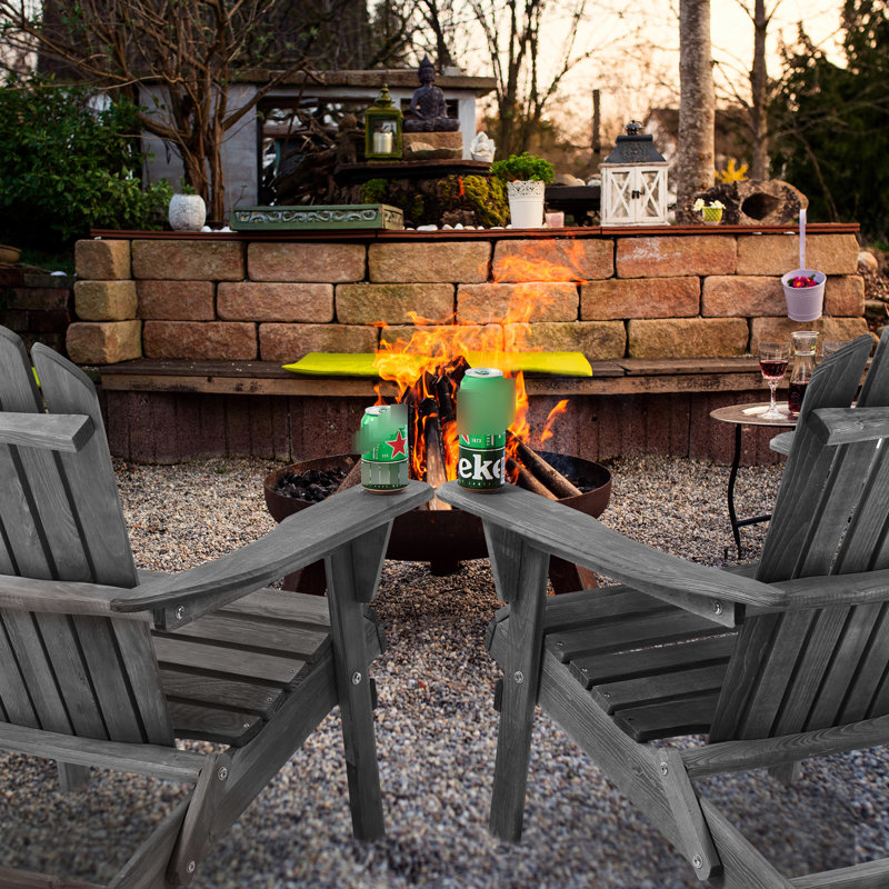 2 chaises pliantes en bois massif gris, Gris