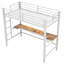 Structure de lit simple pour lit mezzanine blanc, avec bureau et DEL, fabrication en métal, facile à installer, bureau sans sommier, finition blanche, stable nécessaire, assemblage-1521644751-1521644747