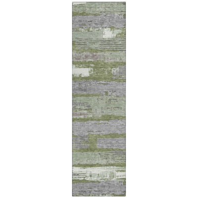 Aelaris Green Washable Indoor-Outdoor Rug - LOOMLAN