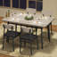 Ensemble de table de salle à manger 5 pièces avec chaises rembourrées - Table de cuisine en bois et structure en métal, bord lisse, conception peu encombrante pour la salle à manger, appartement-550755338-550755336
