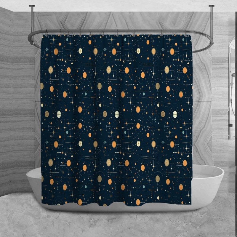 Constellation Shower Curtain Stars Bathroom Decor Blue, H 84 po x l 70 po