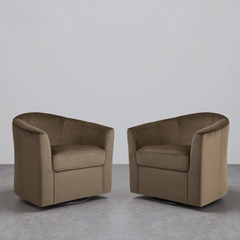 Upholstered Swivel Barrel Chair, Coffee