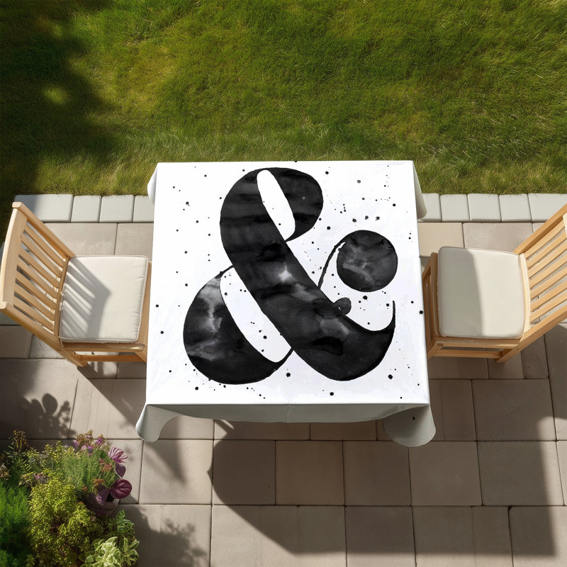 Ampersand Object Black Monochrome Tablecloth | Indoor/Outdoor, Black