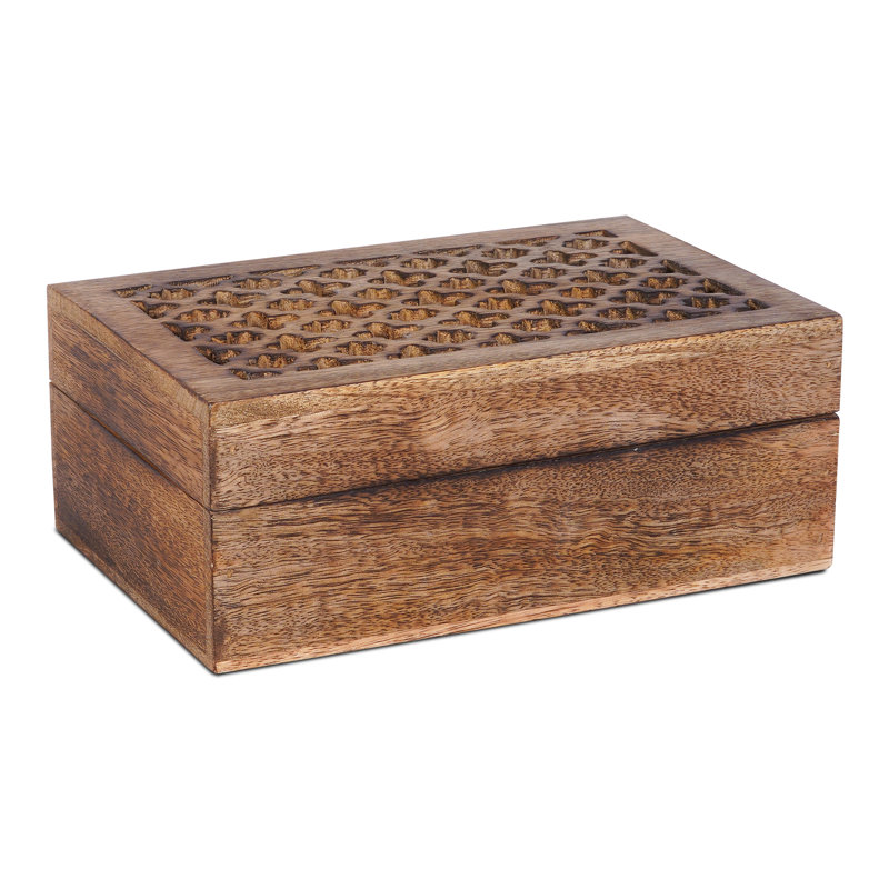 Boîte à bijoux en treillis, Brûlé moyen, H 3,5 po x l 9 po x P 6 po