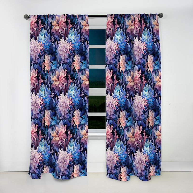 Celestial Blue Damask Mirage II - Rideau damassé - Rideau damas obscurcissant - 1 panneaux, L 52 po x L 84 po