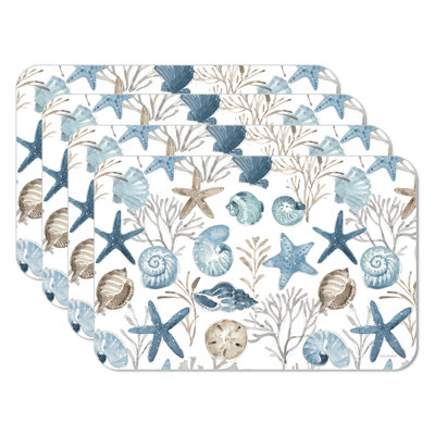 Blue Escape 4 Piece Reversible Easy Care Placemats