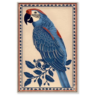 «Stately Macaw II», reproduction d'art sur toile par Art Remedy, cadre argenté, 36 x 54