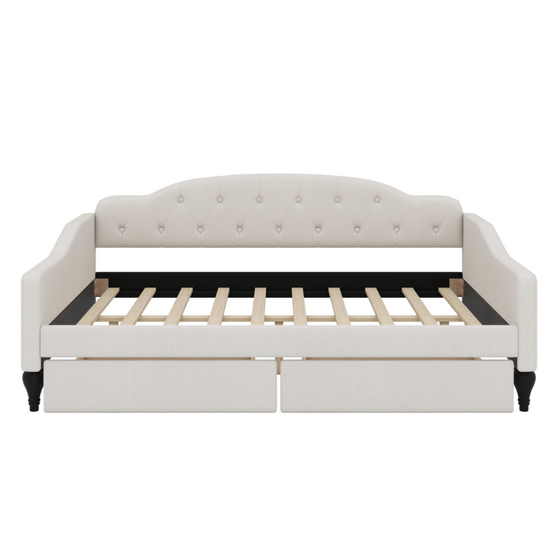 Upholstered Tufted Daybed With Two Drawers