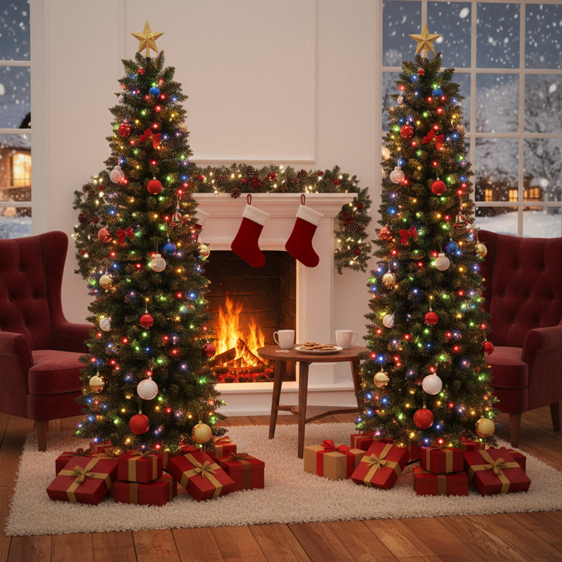Arbre de Noël artificiel pré-éclairé (ensemble de 2), H 6 pi