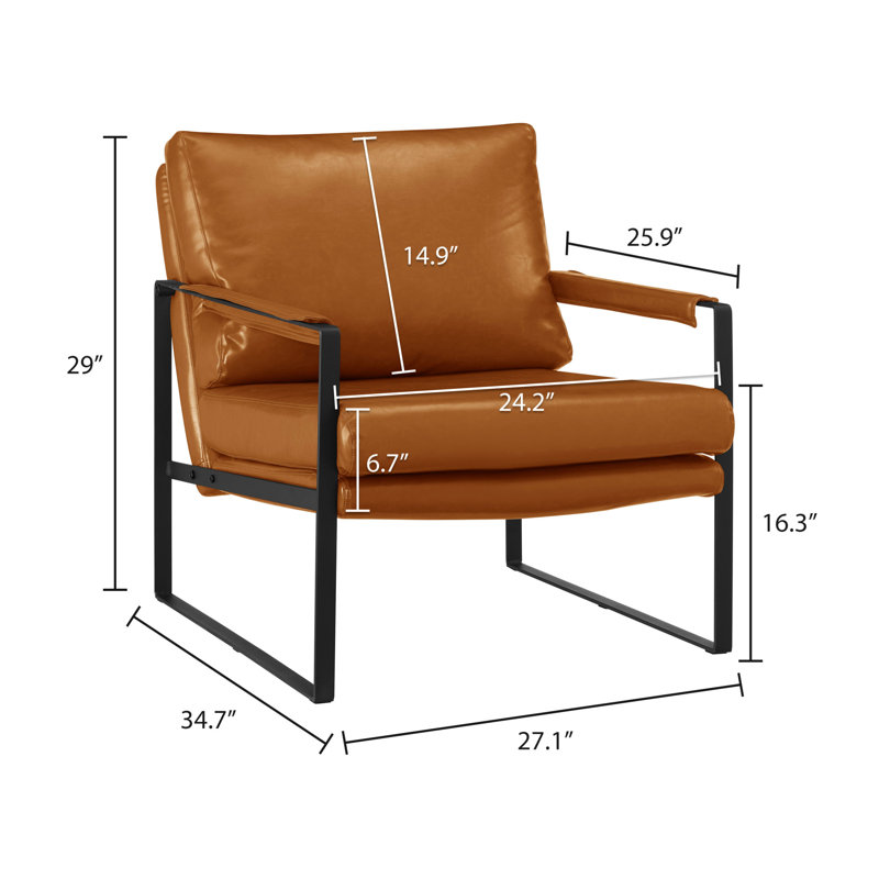 Fauteuil 27 po en similicuir et noir, Brun