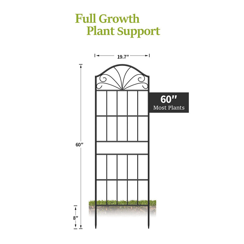 Treillis en métal pour plantes grimpantes d'extérieur, 60 po x 19,7 po