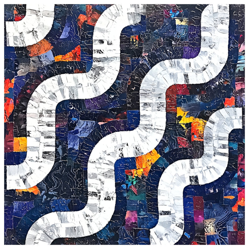 Tapisserie murale abstraite - art mural, 68in H x80in W with 4 Grommets