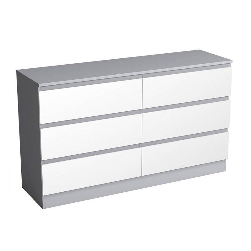 Sreyan Solid Wood 6 - Drawer Rectangle Accent Chest, Grey/White