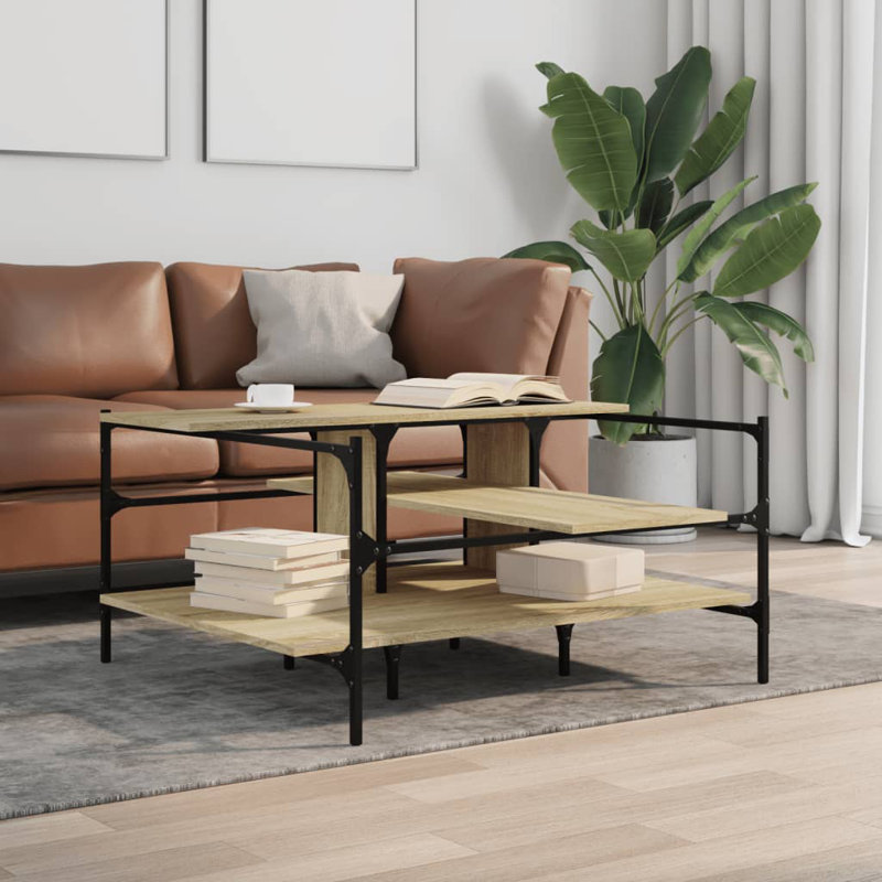 Nidya Four Leg Coffee Table with Storage, Sonoma Oak