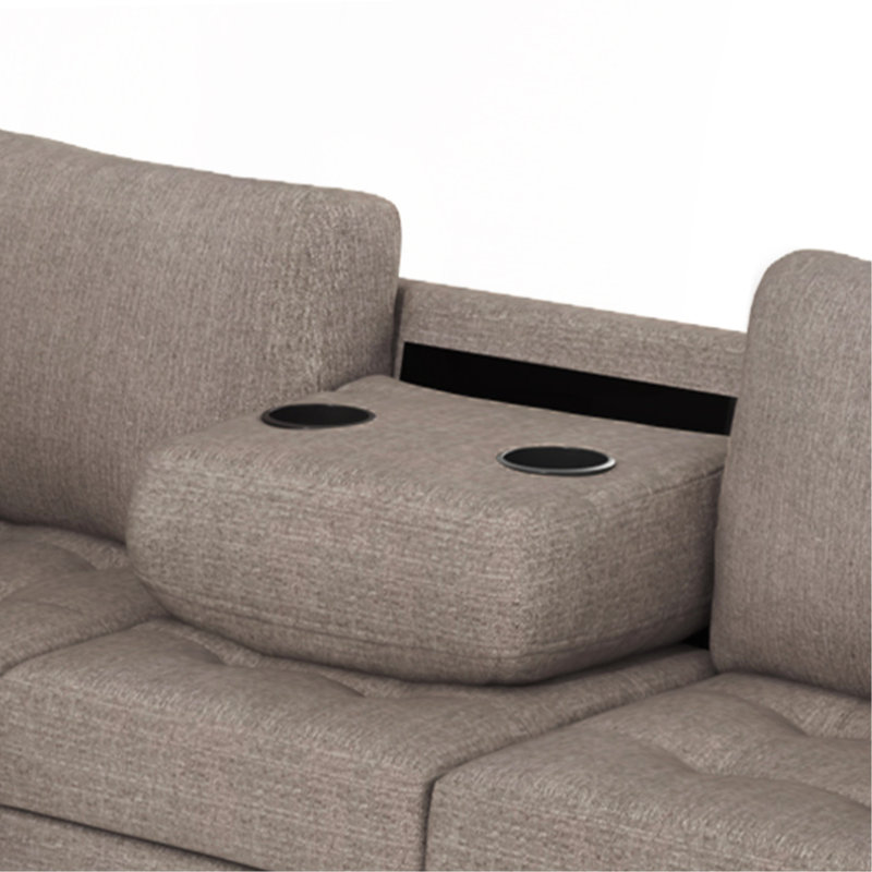 Sectional Corner Sofa L-Shape Couch Space Saving With Storage Ottoman & Cup Holders Design For Large Space Dorm Apartment
