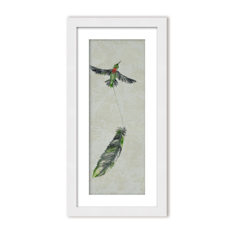 Nature Inspired "Vivid Flutter" Canvas Wall Art By , 16" H x 8" W, Framed Matted Print, White