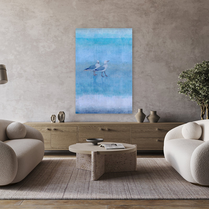Ciel bleu mer, gals - art d'oiseaux côtiers, H 48 po x l 32 po
