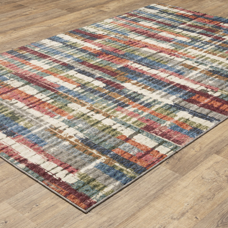 Holub Modern Abstract Grid Multi-colored Area Rug, Rectangle 6'7" x 9'9"