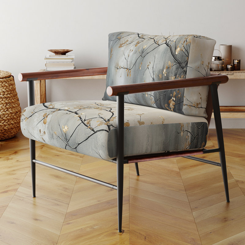 Chaise avec accoudoirs rembourrée Tree, Noir