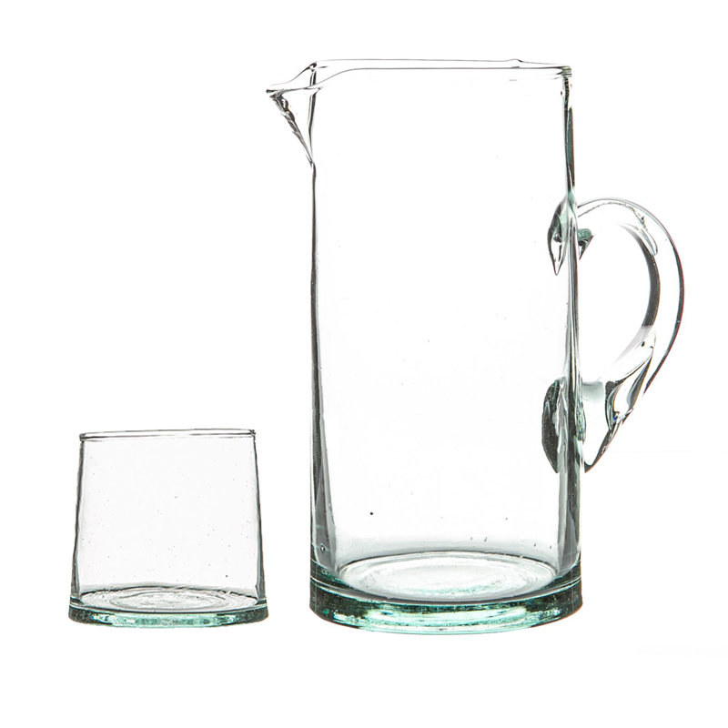 6x Merzouga 200ml Recycled Glass Tumblers with 1L Jug - By Nicola Spring, Transparent