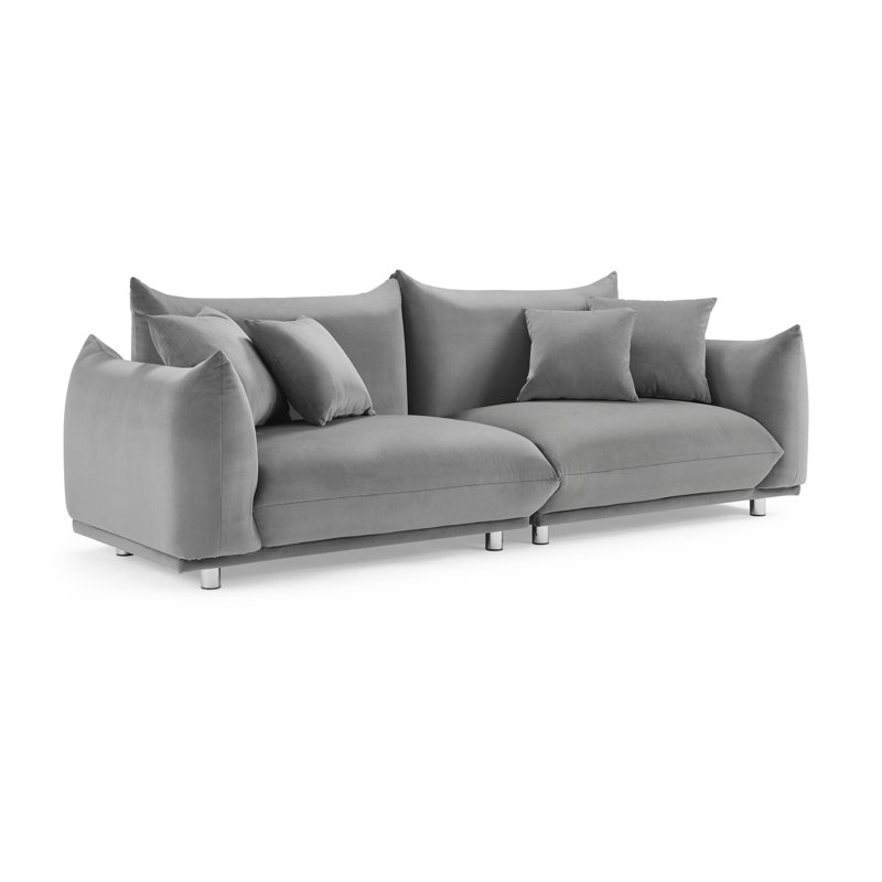 Arnya 225.8Cm Round Arms Sofa, Grey Velvet