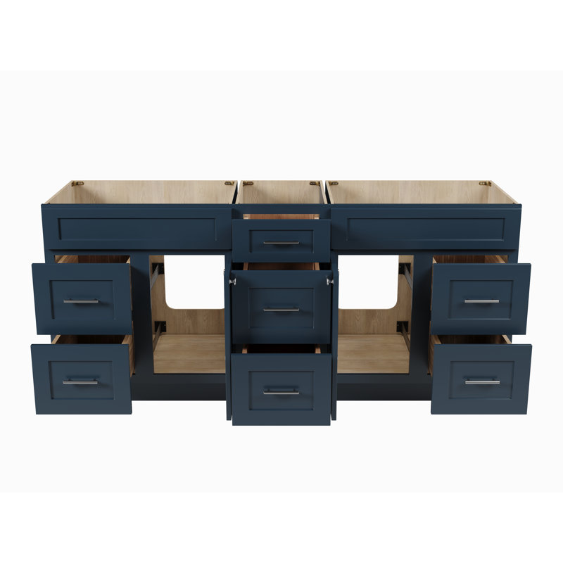 Meuble-lavabo double de seulement 75 po, Bleu
